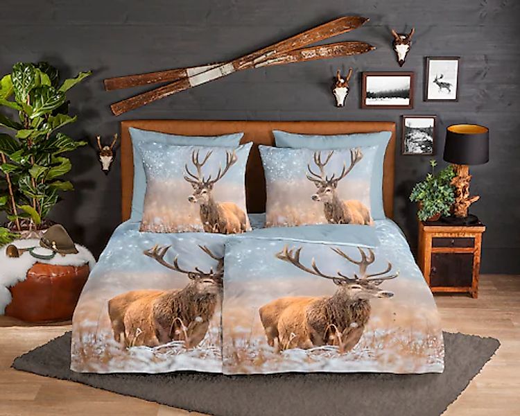 good morning Wendebettwäsche »Jolly« 3 Stk. tlg. Biber, 135x200, Winter, Wa günstig online kaufen