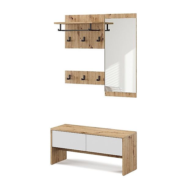 Vicco Garderoben-Set Selena, Weiß/Artisan, 90 x 40 cm 4 Teile, (4-St) günstig online kaufen