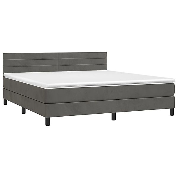 vidaXL Boxspringbett mit Matratze & LED Dunkelgrau 160x200 cm Samt 3134472 günstig online kaufen