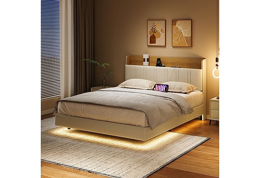 Gdood Polsterbett Stauraumbett LED Doppelbett, Kunstlederstoff (Hydraulisch günstig online kaufen