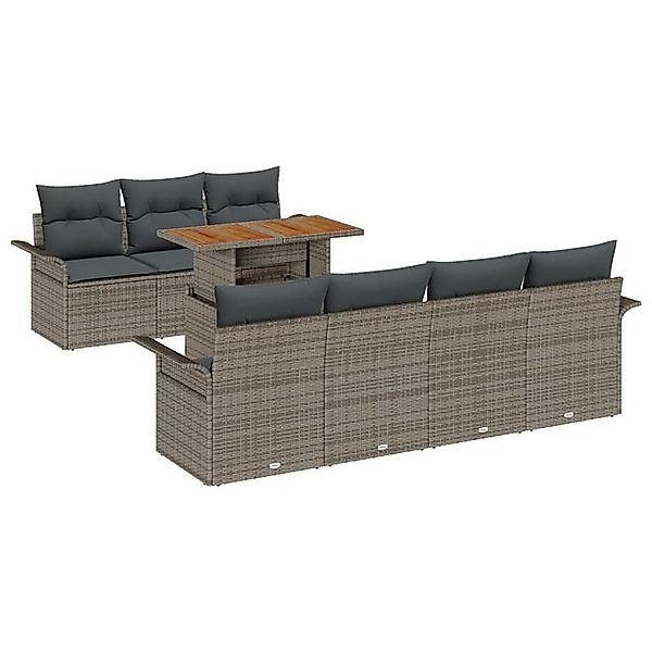 vidaXL Loungesofa 8-tlg. Garten-Sofagarnitur mit Kissen Grau Poly Rattan, 8 günstig online kaufen