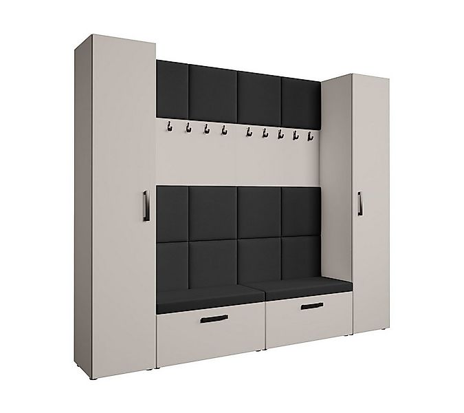 Beautysofa Garderobenschrank Garderobenschrank mit gepolsterten Paneelen MA günstig online kaufen