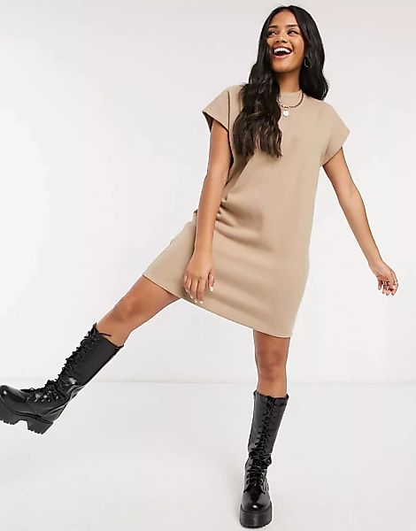 ASOS Design – Superweiches Pulloverkleid in Kamel-Neutral günstig online kaufen