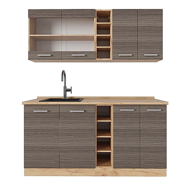 Vicco Küchenzeile R-Line, Edelgrau/Goldkraft Eiche, 160 günstig online kaufen