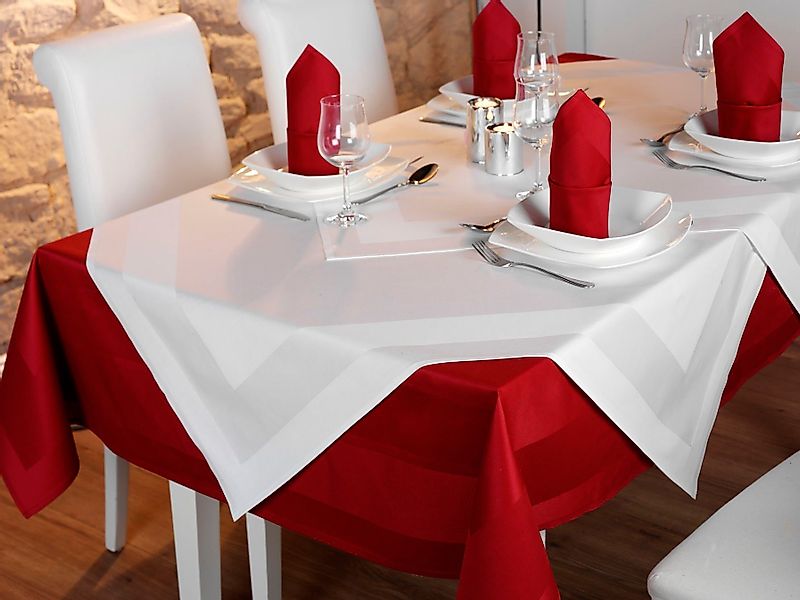 texpot Tischdecke Atlaskante elegant 100% Baumwolle günstig online kaufen