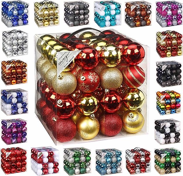 JACK Christbaumschmuck 64x Kunststoff Christbaumkugeln Ø 6cm Baum Kugeln in günstig online kaufen