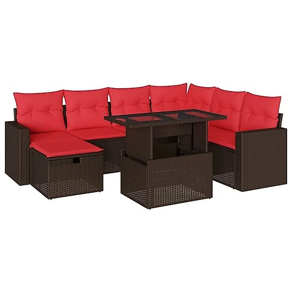vidaXL 8-Tlg Gartensofa-Set mit Kissen Braun Polyrattan 3274844 günstig online kaufen
