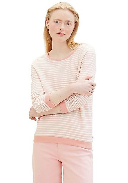 TOM TAILOR Denim Sweatshirt mit gestreifter Optik und mit gerafften Ärmeln günstig online kaufen