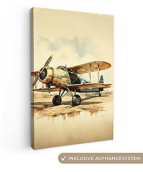 OneMillionCanvasses® Leinwandbild Vintage - Flugzeug - Wasser - Beige -Fahr günstig online kaufen