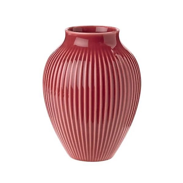 Knabstrup Vase geriffelt 12,5cm Bordeaux günstig online kaufen