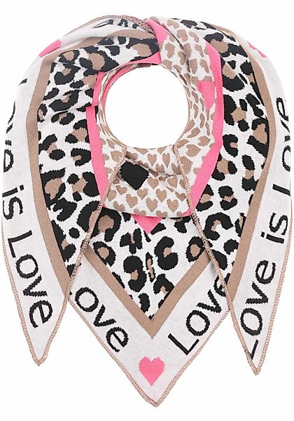 Zwillingsherz Dreieckstuch Love is Love, Feinstrick, Schriftzug, Animal-Mus günstig online kaufen