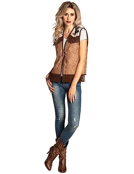 Boland Cowboy-Kostüm Wilde Cowgirl-Weste für Damen braun-beigefarben günstig online kaufen