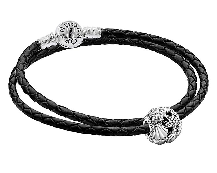 Pandora Silberarmband Damen-LederSet mit Charm Seestern, Muscheln und en günstig online kaufen