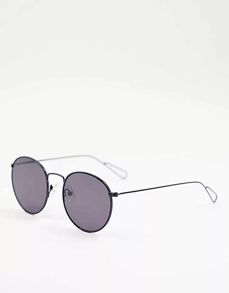 Weekday – Explore – Runde Sonnenbrille in Schwarz günstig online kaufen