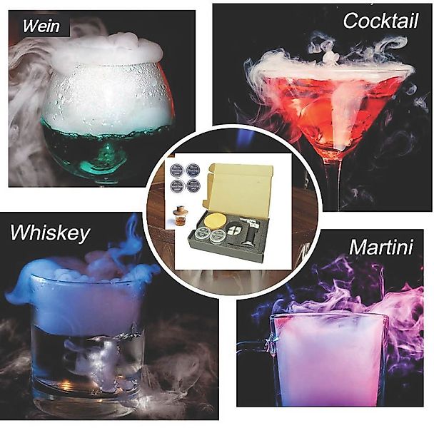 Aufbewahrungsbox Cocktail Whiskey Rauch-Set mit Glas günstig online kaufen