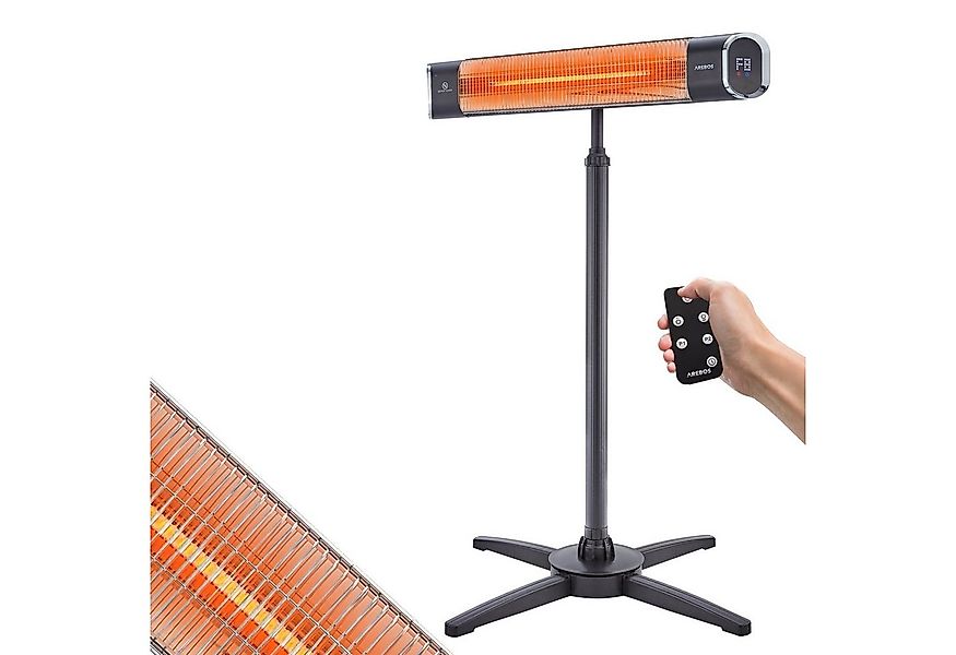 Arebos Heizstrahler Infrarot mit Fernbedienung & Standfuß, 2000W günstig online kaufen