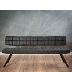 Esszimmersitzbank in Kunstleder Schwarz 4-Fußgestell aus Stahl günstig online kaufen