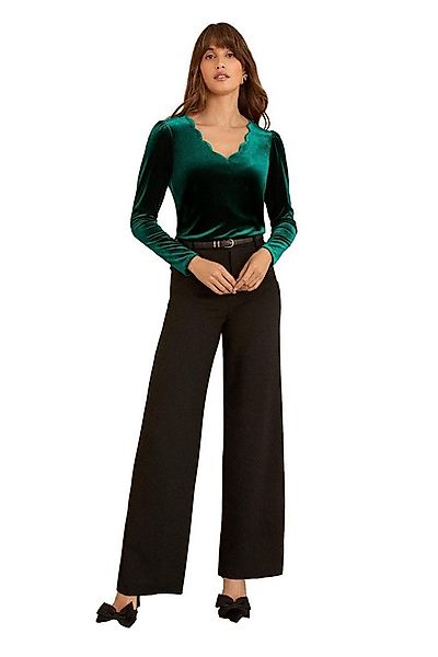 Love & Roses Langarmbluse Love & Roses Samt-Shirt mit Bogenkante, Regular ( günstig online kaufen