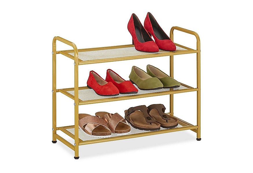 relaxdays Schuhregal Goldenes Schuhregal Metall günstig online kaufen