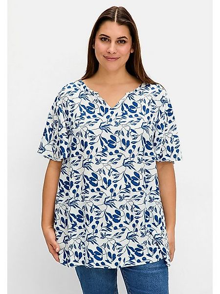 Sheego Tunika Große Größen in A-Linie, mit Flügelärmeln und Blätterprint günstig online kaufen