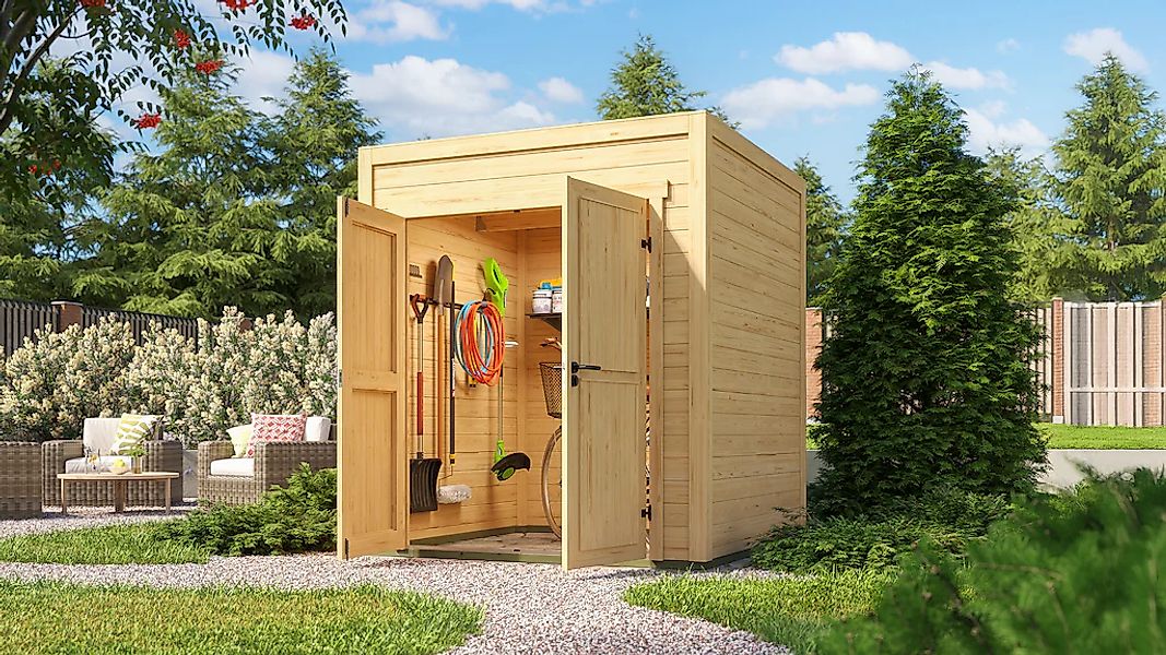 Nordic Holz Gartenhaus "Fynn 1", kleiner stilvoller Schuppen mit Flachdach günstig online kaufen