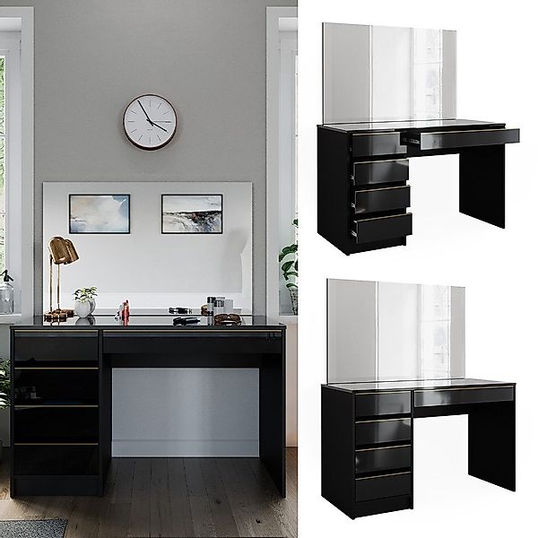 Vicco Schminktisch Sherry, Schwarz/Gold, 120 cm günstig online kaufen