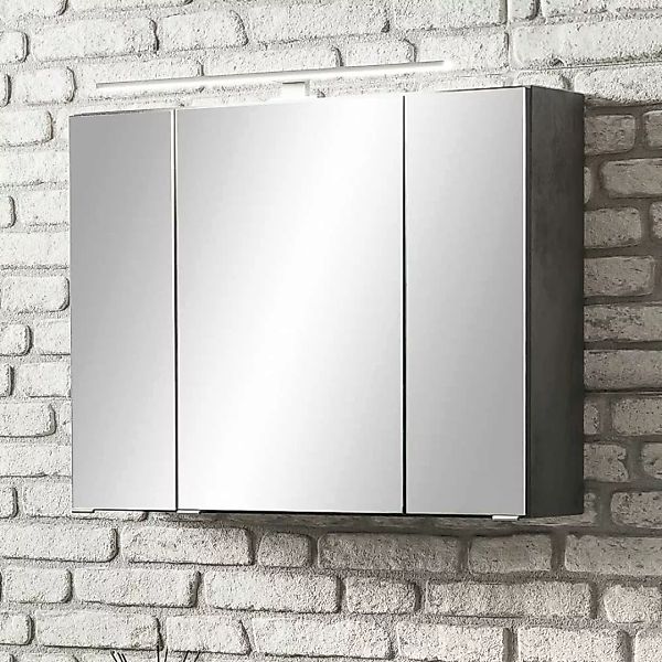 Badezimmerspiegelschrank in Dunkelgrau 3 türig günstig online kaufen