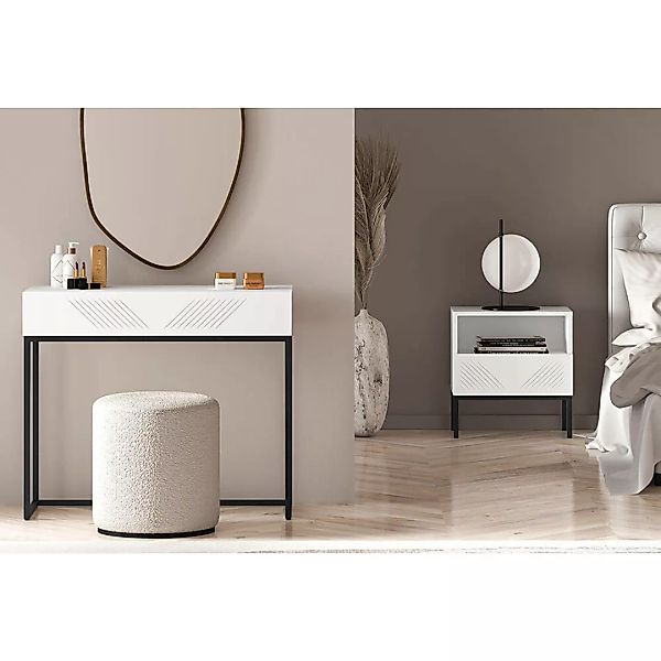 Schlafzimmermöbel Set 2-teilig CHENNAI-131 in weiß mit schwarzem Fußgestell günstig online kaufen