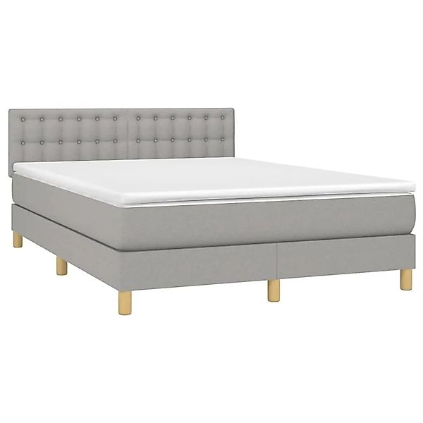vidaXL Boxspringbett mit Matratze & LED Hellgrau 140x190 cm Stoff 3134029 günstig online kaufen