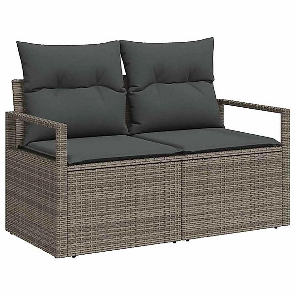 vidaXL Garten-Sofa-Set mit Speicher 7-Tlg Grau Poly Rattan 3357592 günstig online kaufen