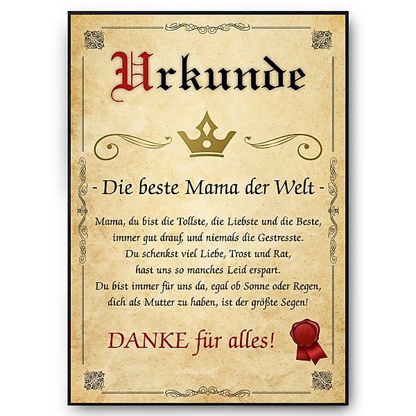 Tigerlino Poster Beste Mama Urkunde Geschenkidee günstig online kaufen