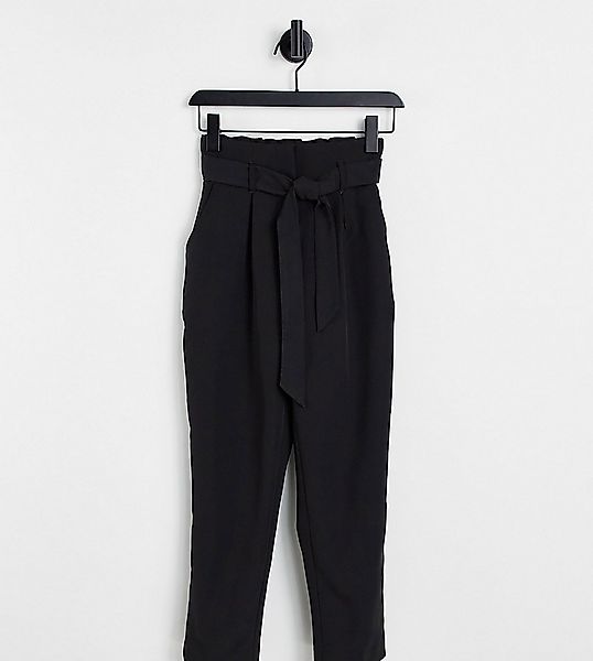 New Look Petite – Hose mit Taillenschnürung und weitem Bein in Schwarz günstig online kaufen