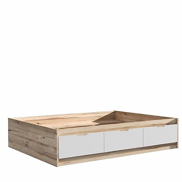 180x200 Bettgestell VANKKA von Forte Eiche geplankt / Weiß günstig online kaufen