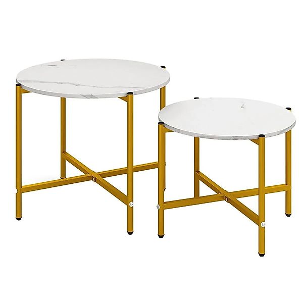 Costway 2er Set Couchtisch Rund Beistelltisch Sofatisch Set Weiß günstig online kaufen