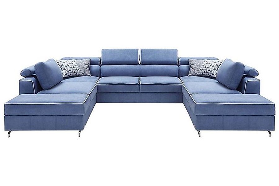 JVmoebel Ecksofa Wohnlandschaft Bettfunktion Stoff U-Form Couch Polster Tex günstig online kaufen
