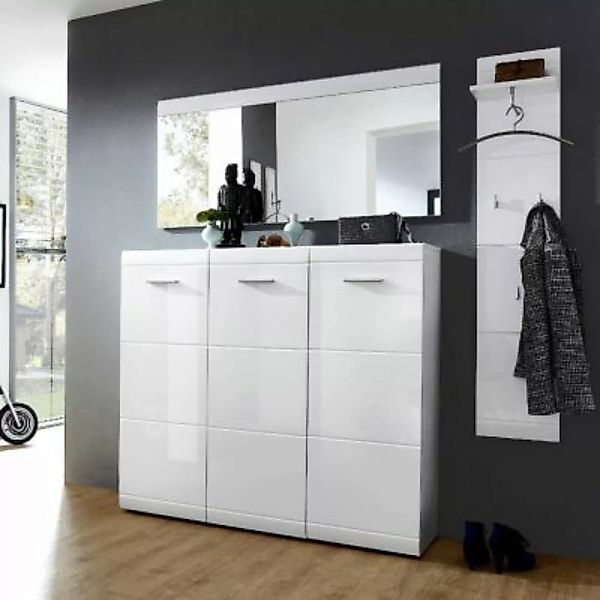 Lomadox Kompaktes-Garderoben-Set DANARO-01 Hochglanz weiß (3-teilig), B x H günstig online kaufen