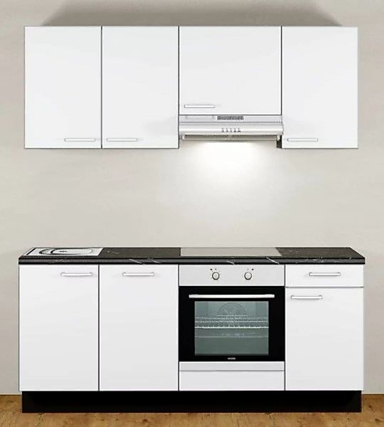 Einbauküche MANKAFUN SC1.95 Weiß - Schränke montiert/ Küchenzeile 195 cm mi günstig online kaufen