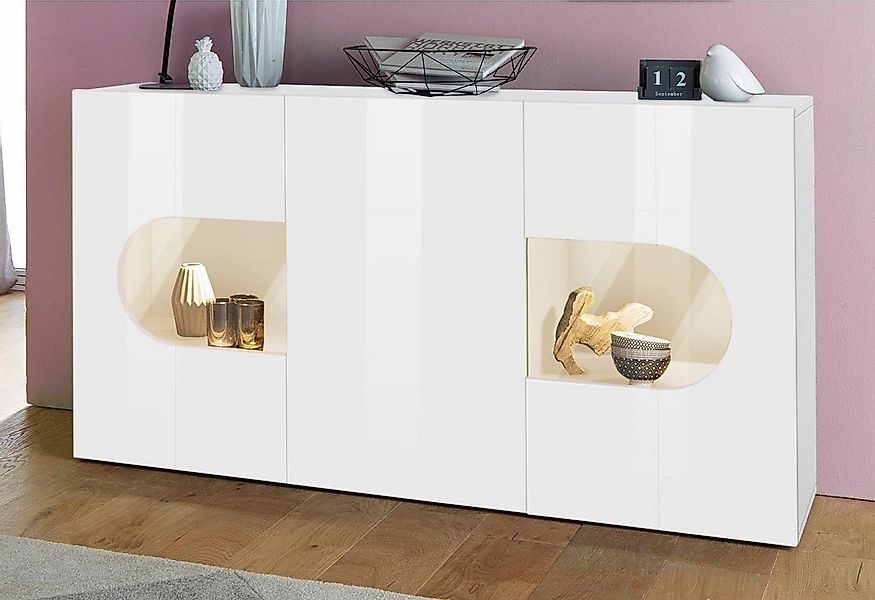 Home affaire Sideboard Real,Vitrine,Kommode,Schrank, komplett hochglanz lac günstig online kaufen