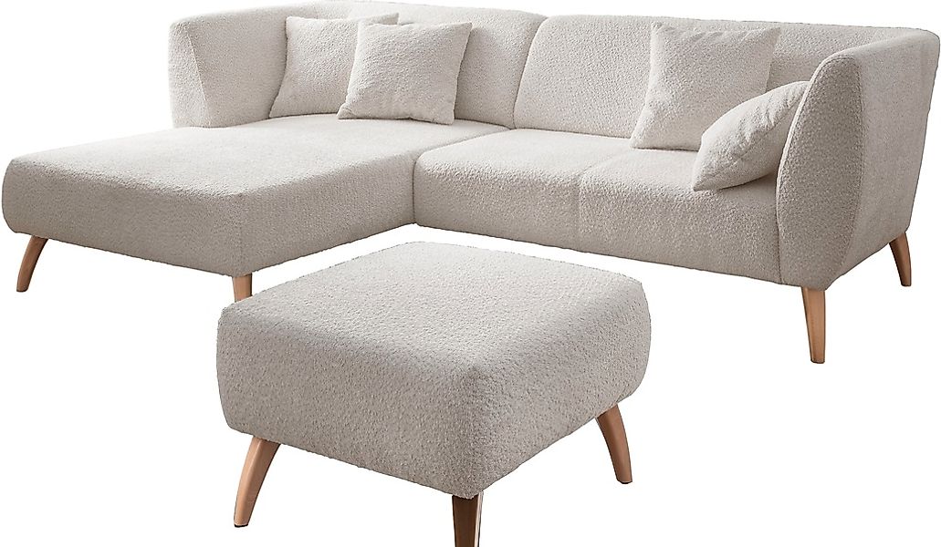 INOSIGN Ecksofa »Colori L-Form«, Holzfußfarbe wählbar, inkl. 4x Zierkissen günstig online kaufen