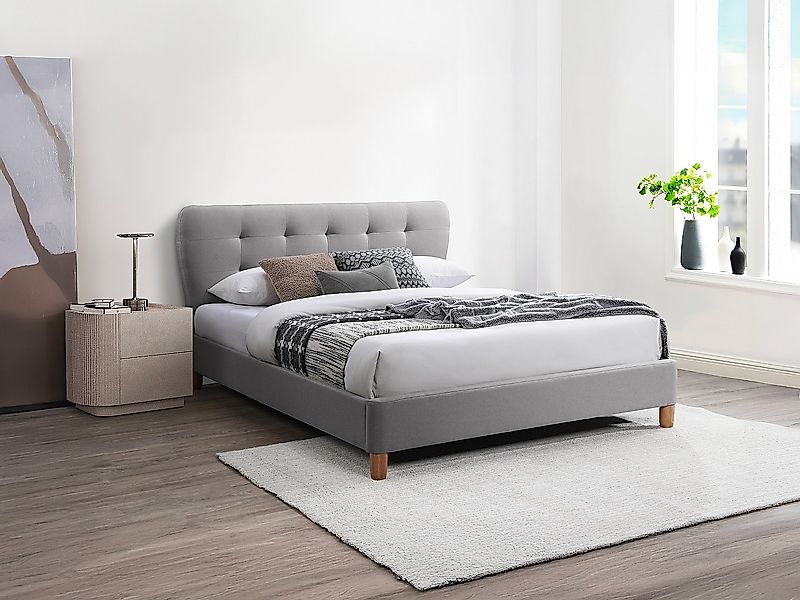 Polsterbett - 140 x 190 cm - Stoff - Grau - ELIDE günstig online kaufen