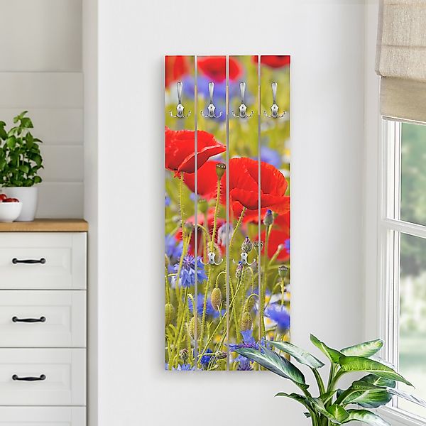 Wandgarderobe Sommerwiese mit Mohn und Kornblumen günstig online kaufen