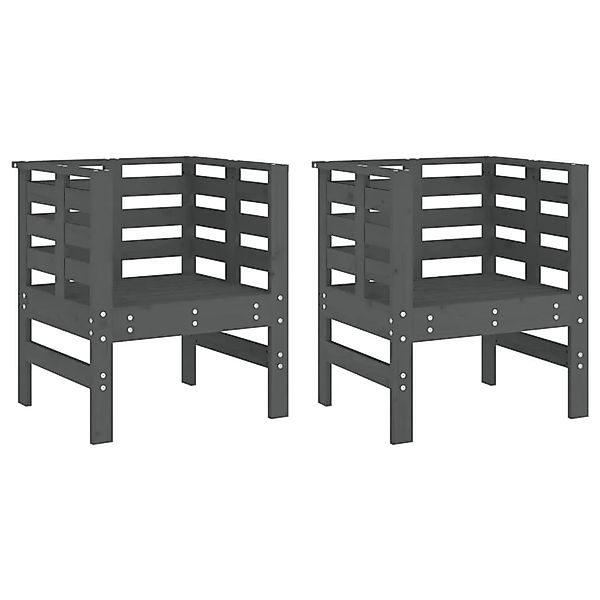 vidaXL Gartenstühle 2 Stk Grau 61,5x53x71 cm Massivholz Kiefer 825130 günstig online kaufen