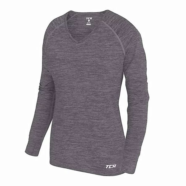 TCA Langarmshirt Damen Laufshirt V-Ausschnitt Langarm TCA - Hellgrau (1-tlg günstig online kaufen