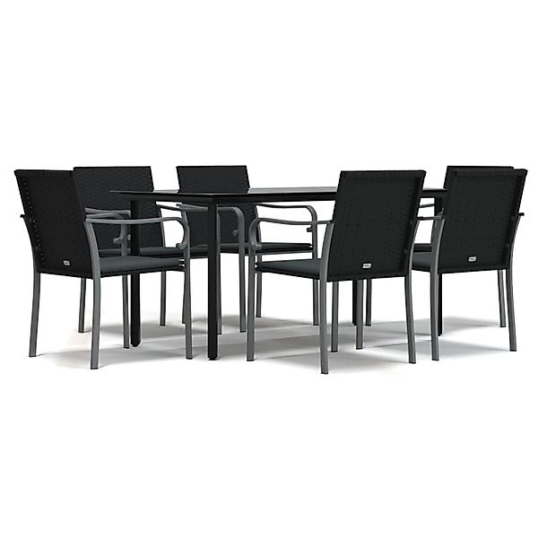vidaXL 7-Tlg Garten-Essgruppe mit Kissen Poly Rattan und Stahl 3186964 günstig online kaufen