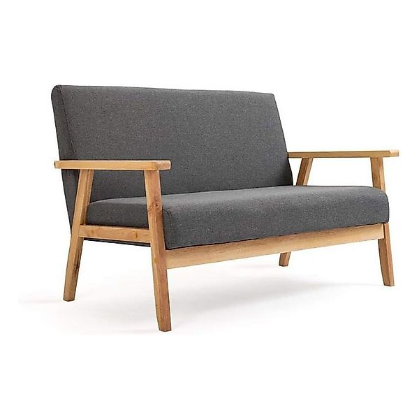 NAIMP 2-Sitzer Modern Sessel Holz und Leinenstoff für Wohnzimmer Schlafzimm günstig online kaufen
