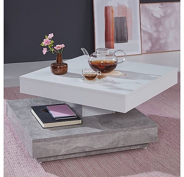 trendteam Couchtisch, Wohnzimmertisch Sofatisch Beistelltisch drehbar Beton günstig online kaufen