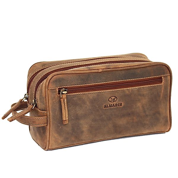 ALMADIH Kulturbeutel Leder Kulturtasche groß für günstig online kaufen