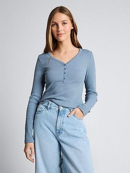 TOM TAILOR Denim Langarmshirt T-Shirt Slim Fit Henley Langarmshirt mit Stre günstig online kaufen