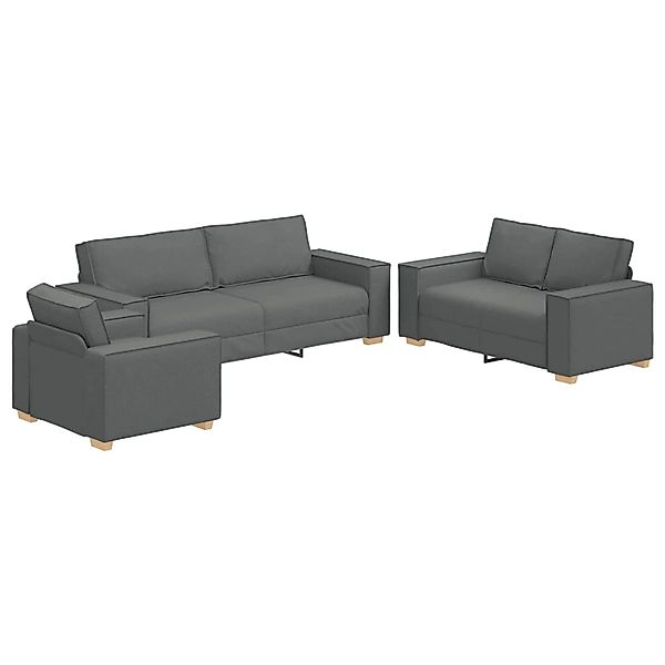 vidaXL Sofa-Set 3-Tlg Dunkelgrau Leinenmischgewebe 3324610 günstig online kaufen