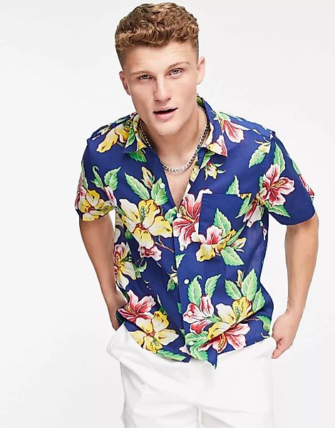 Polo Ralph Lauren – Kurzärmliges, buntes Hemd mit Vintage-Hibiskusmuster un günstig online kaufen